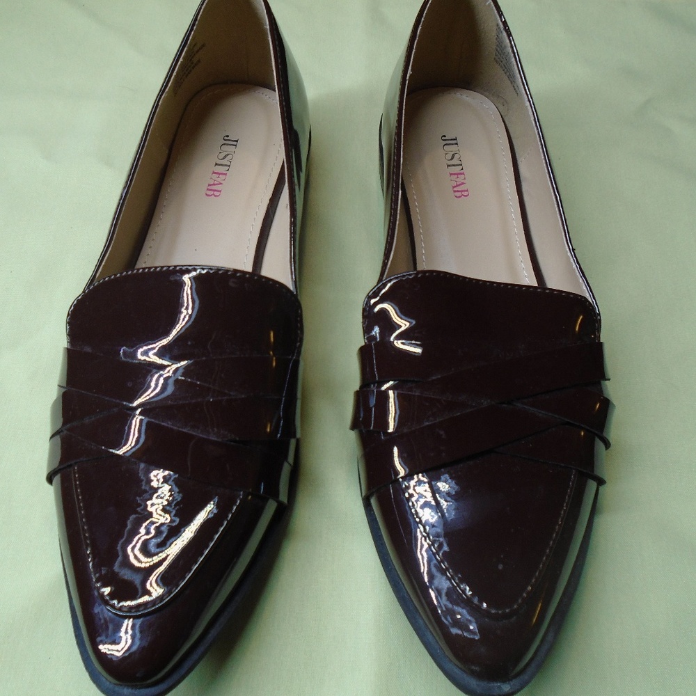 JustFab Burgandy Patent Leather Loafers